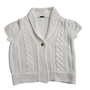 Magaschoni Womens Chunky Cable Knit Fisherman Cottage Coastal Cardigan Sweater L